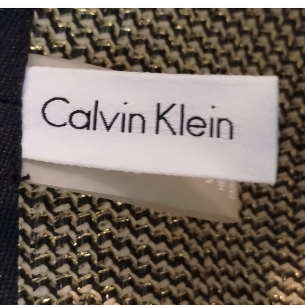 Calvin Klein Monochrome Patterned wide Rim Sun Hat with silver threads - Picture 10 of 10